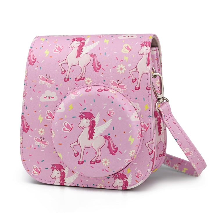 Pink Fly Horse Painted Series Camera Bag with Shoulder Strap for Fujifilm Instax Mini 11