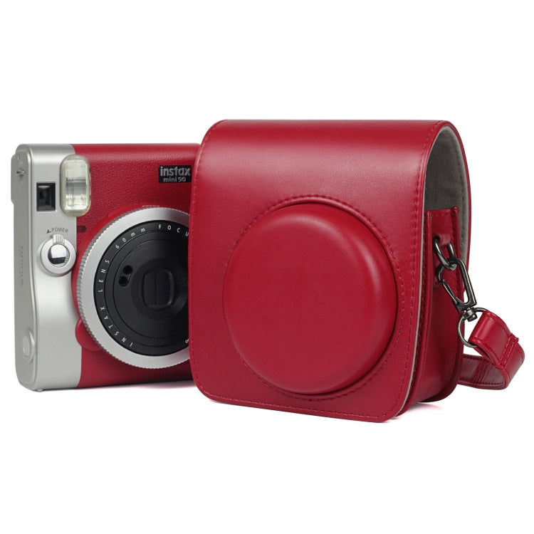 Red PU Camera Bag with Shoulder Strap for Fujifilm Instax Mini 90