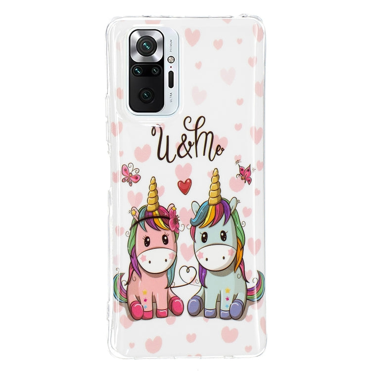 Luminous TPU Protective Case for Xiaomi Redmi Note 10 Pro - Couple Unicorn Design