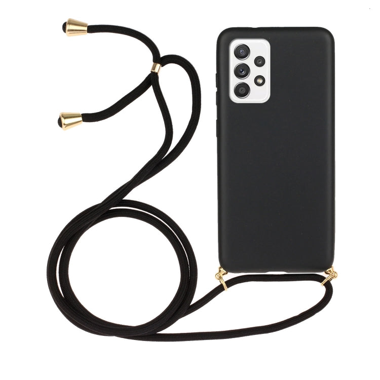 Eco-Friendly Wheat Straw and TPU Protective Case for Samsung Galaxy A52 5G / 4G with Lanyard (Black)