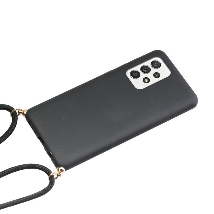 Eco-Friendly Wheat Straw and TPU Protective Case for Samsung Galaxy A52 5G / 4G with Lanyard (Black)