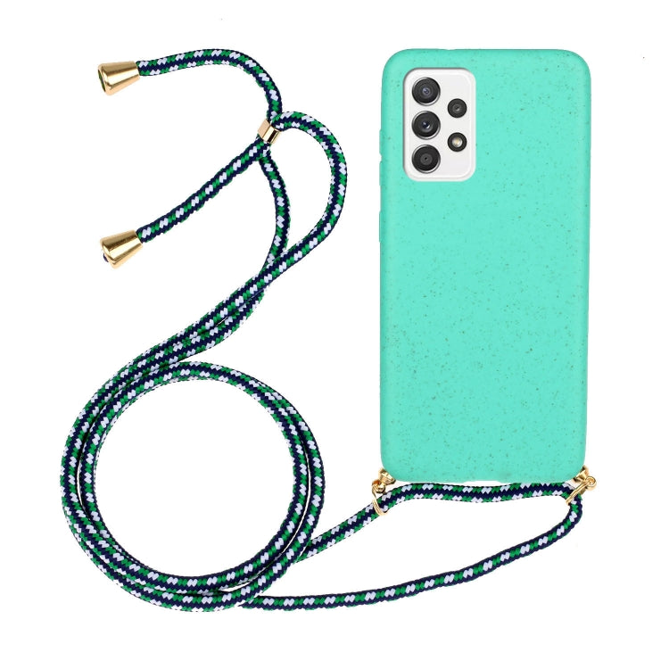 Eco-Friendly Wheat Straw and TPU Protective Case for Samsung Galaxy A52 5G / 4G with Lanyard (Green)