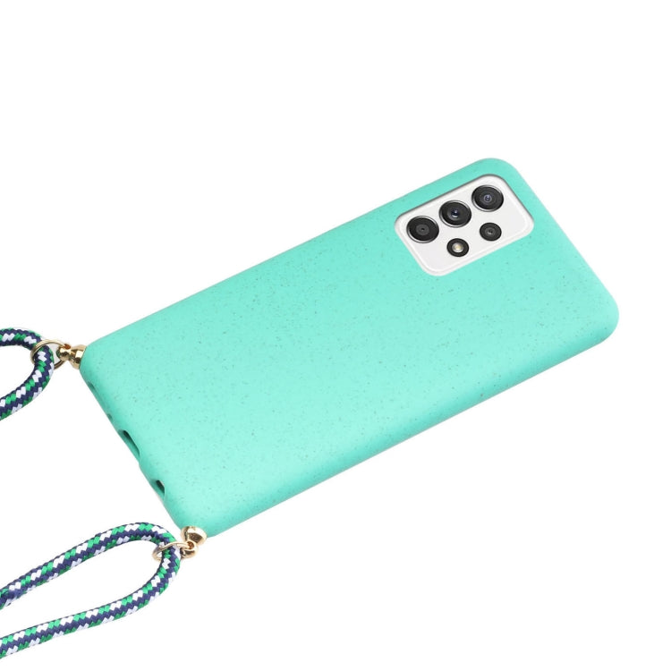 Eco-Friendly Wheat Straw and TPU Protective Case for Samsung Galaxy A52 5G / 4G with Lanyard (Green)