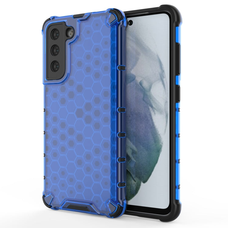 Shockproof Blue Honeycomb PC + TPU Case for Samsung Galaxy S21 FE
