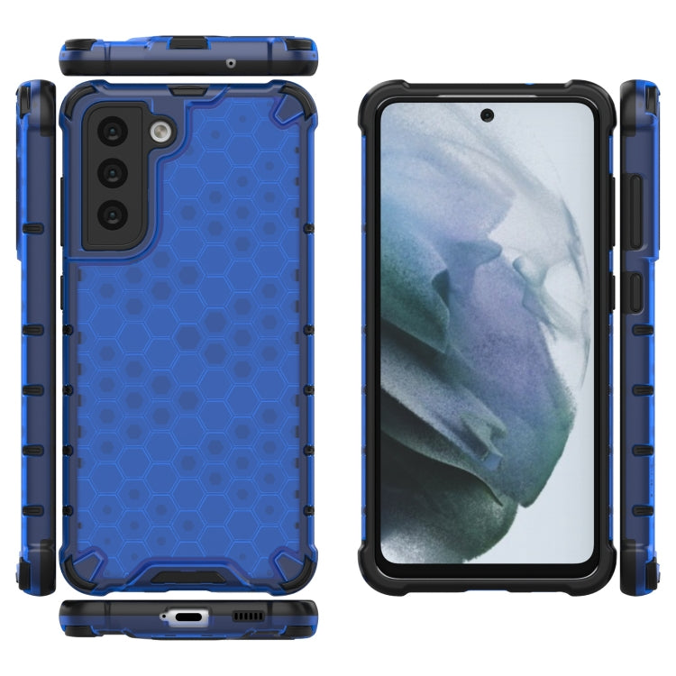 Shockproof Blue Honeycomb PC + TPU Case for Samsung Galaxy S21 FE