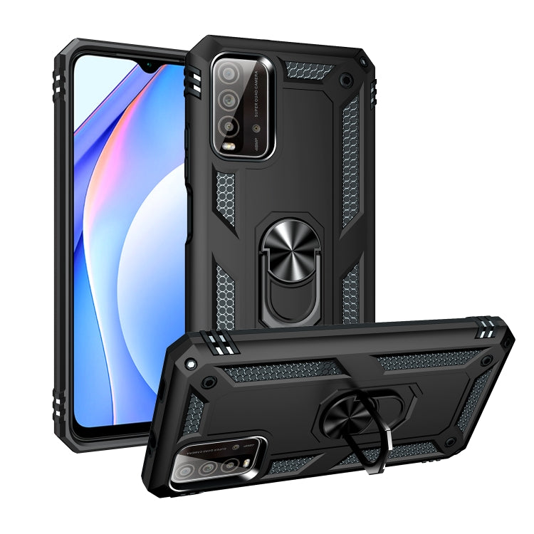 Shockproof TPU + PC Protective Case with 360 Degree Rotating Holder for Xiaomi Redmi Note 9 4G / 9T / 9 Power (Black)