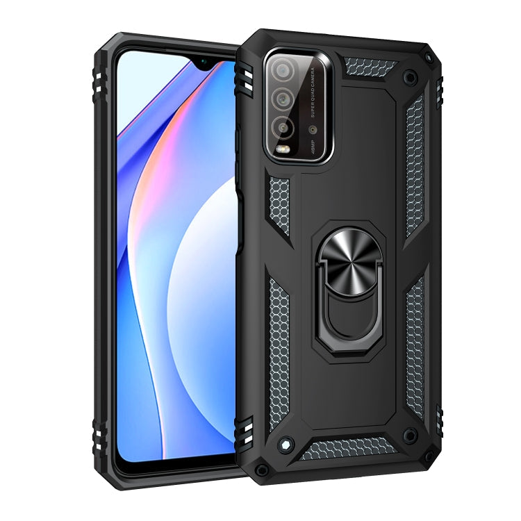 Shockproof TPU + PC Protective Case with 360 Degree Rotating Holder for Xiaomi Redmi Note 9 4G / 9T / 9 Power (Black)