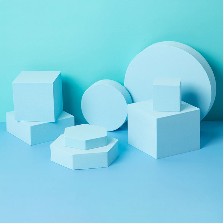 Geometric Cube Solid Color Photography Props Set (Light Blue, 8 in 1)