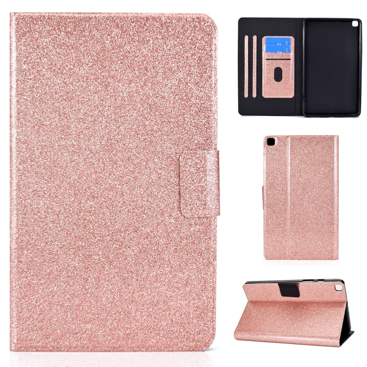 Rose Gold Glitter Flip Leather Case for Samsung Galaxy Tab A7 Lite T220 with Holder & Card Slots