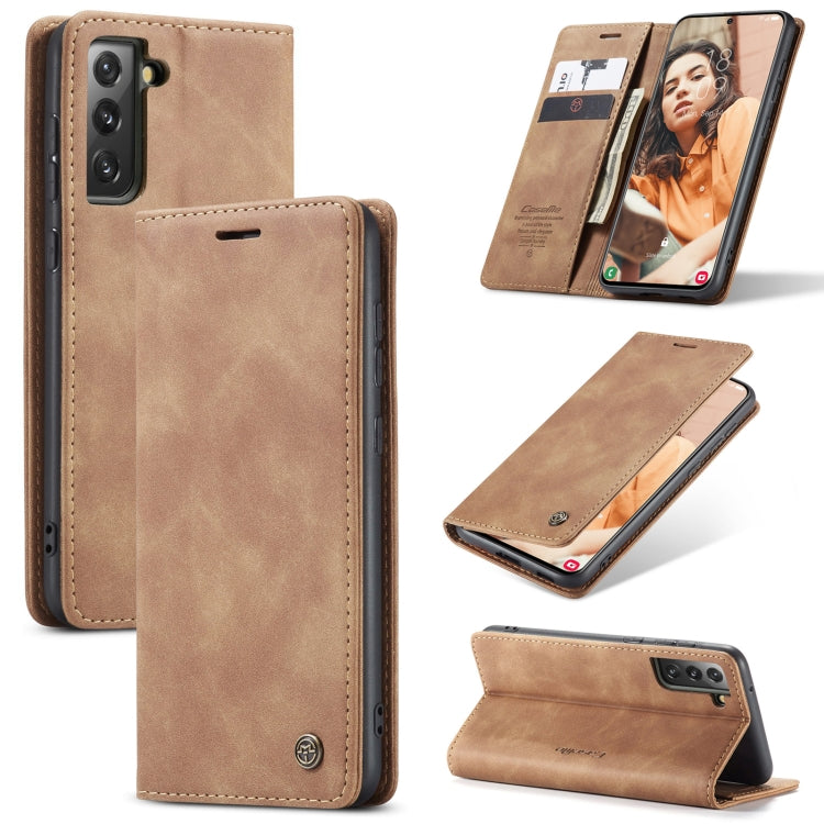 Multifunctional Horizontal Flip Leather Case for Samsung Galaxy S21 FE (Brown)