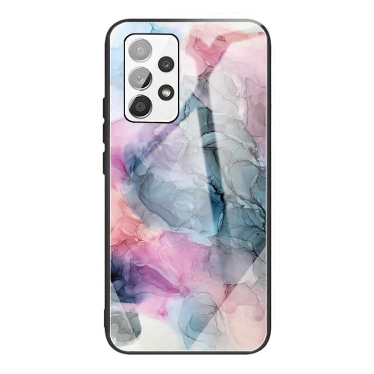Abstract Multicolor Marble Pattern Glass Protective Case for Samsung Galaxy A32 4G (EU Version)