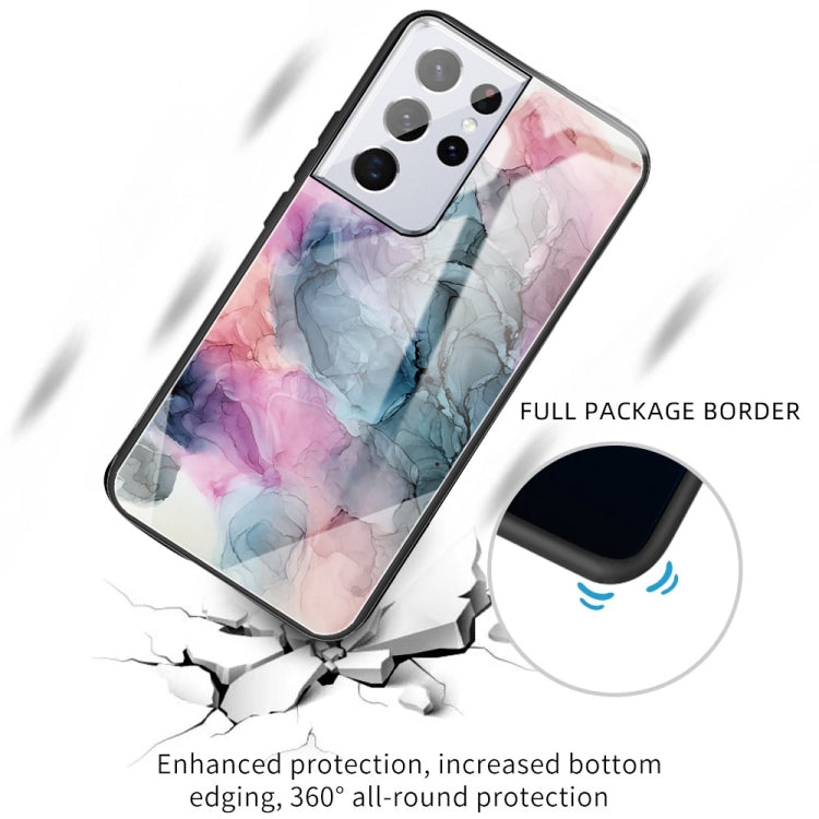 Abstract Multicolor Marble Pattern Glass Protective Case for Samsung Galaxy A32 4G (EU Version)