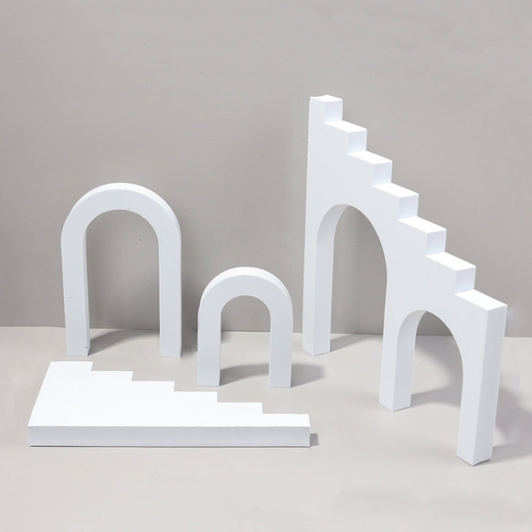 Geometric Cube Photography Background Foam Props Set (White)