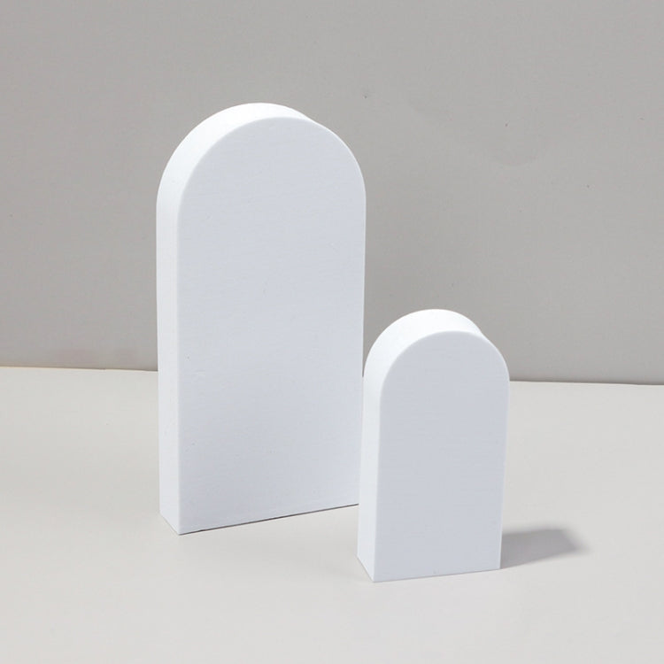 Geometric Cube Solid Color Photography Photo Background Table Shooting Foam Props (White) - Set of 2