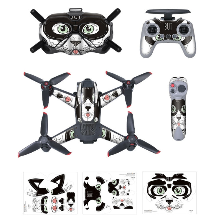 Sunnylife 4 in 1 Big Face Cat Design PVC Anti-Scratch Decal Skin Wrap Stickers Kits for DJI FPV Drone, Goggles V2, Remote Control & Rocker