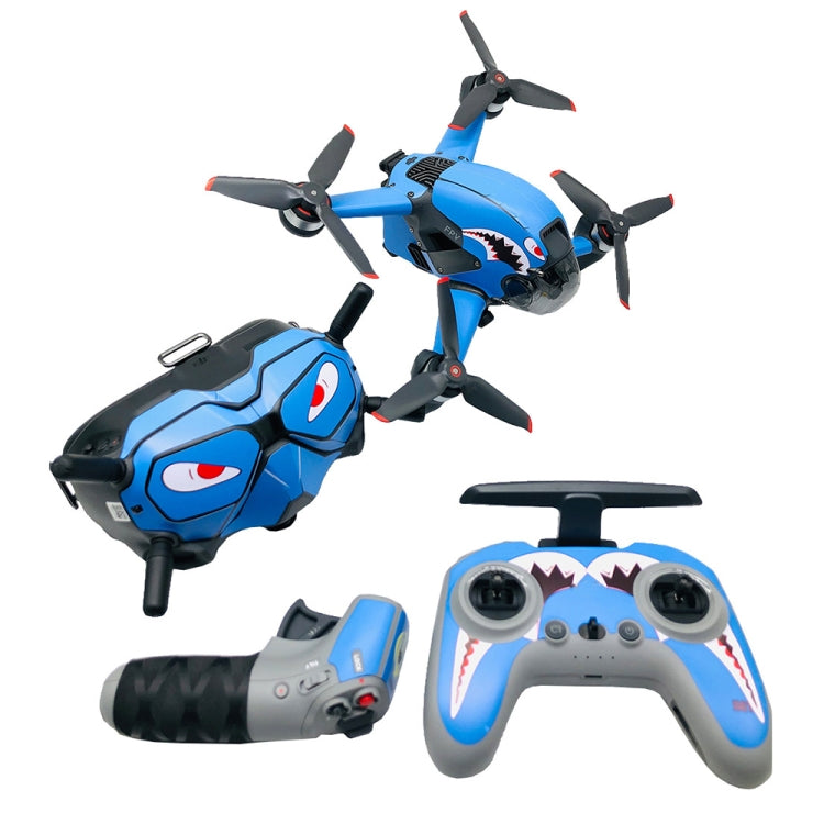 Blue Shark Design Waterproof Decal Skin Wrap Stickers for DJI FPV Gear