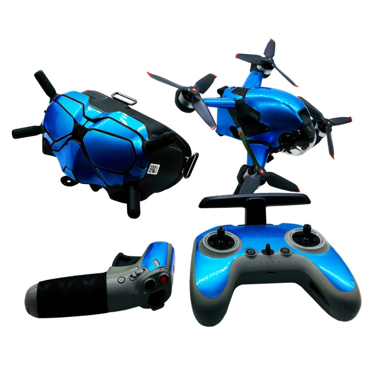 4 in 1 Waterproof Fluorescent Baby Blue Skin Wrap Stickers for DJI FPV Drone & Goggles V2 & Remote Control & Rocker