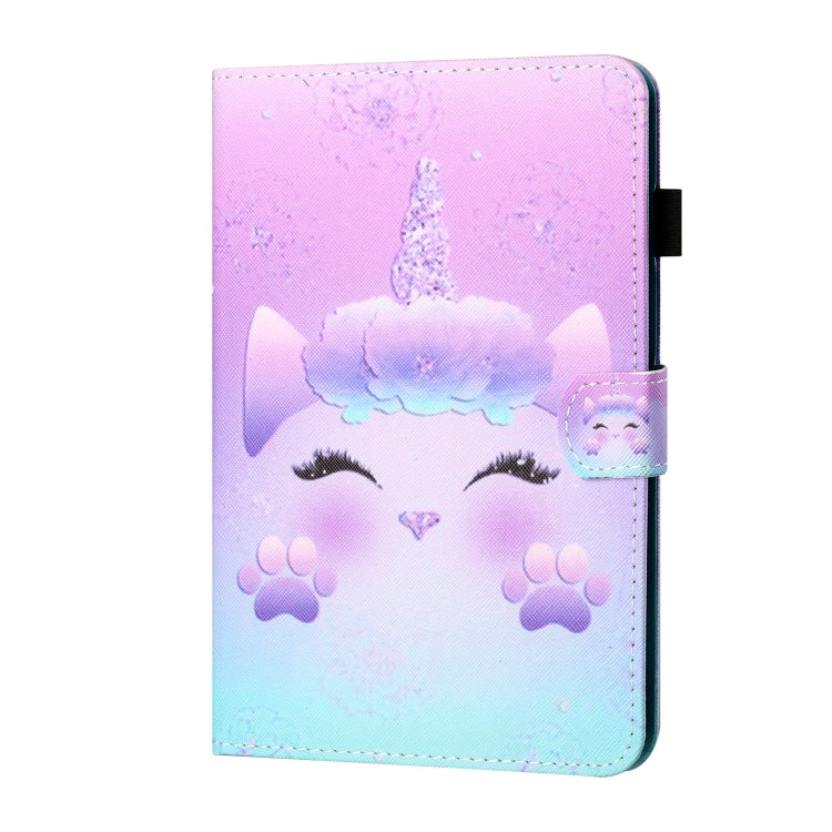 8.7-inch Coloured Drawing Stitching Horizontal Flip Leather Case for Samsung Galaxy Tab A7 Lite (2021) with Holder & Card Slot - Unicorn Pattern