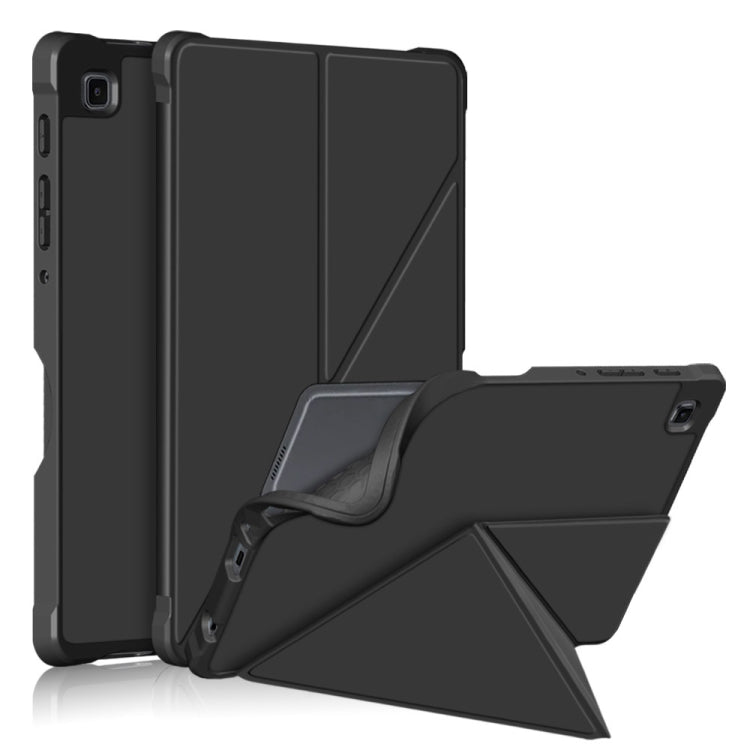 Cloth Texture Multi-folding PU Leather Case for Samsung Galaxy Tab A7 Lite 8.7 T220 / T225 - Black