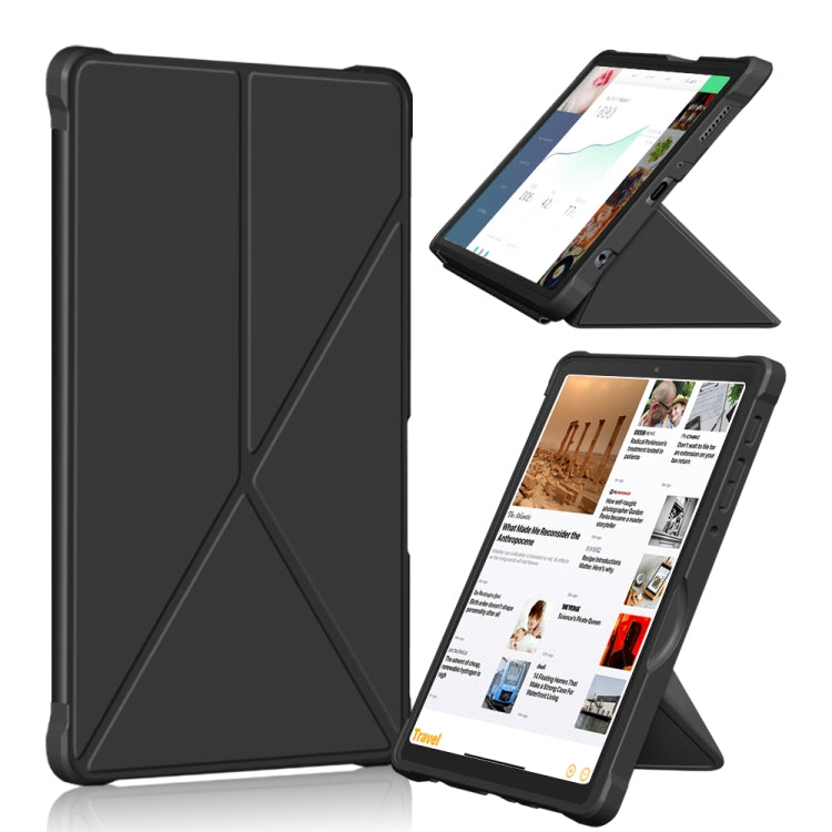 Cloth Texture Multi-folding PU Leather Case for Samsung Galaxy Tab A7 Lite 8.7 T220 / T225 - Black