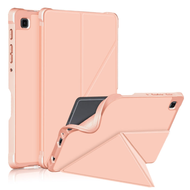 Rose Gold Cloth Texture Multi-folding PU Leather Case for Samsung Galaxy Tab A7 Lite 8.7 T220 / T225
