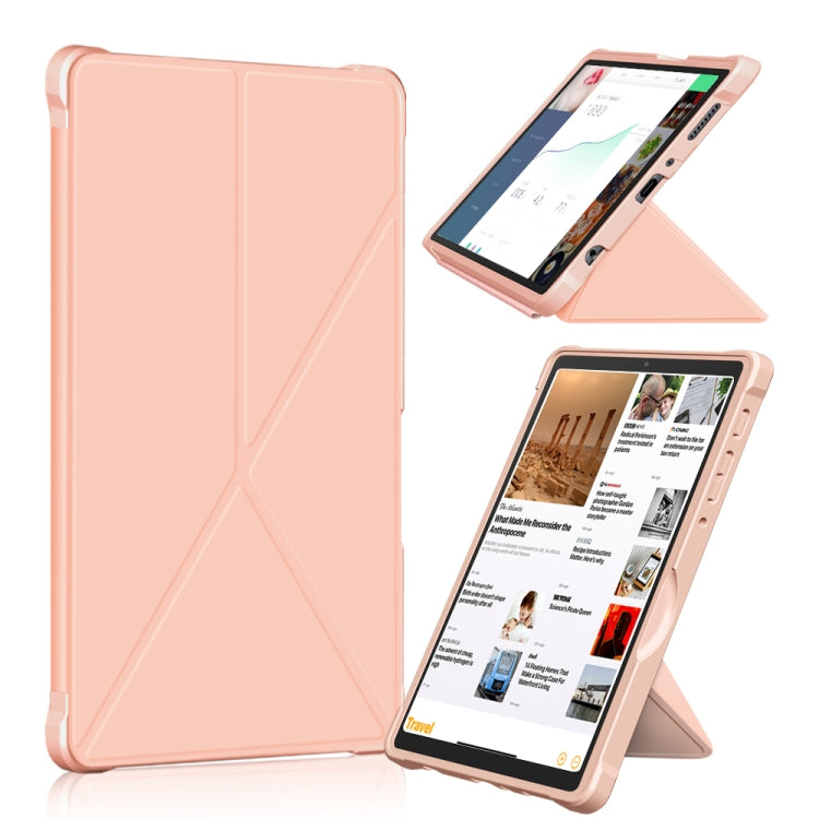 Rose Gold Cloth Texture Multi-folding PU Leather Case for Samsung Galaxy Tab A7 Lite 8.7 T220 / T225
