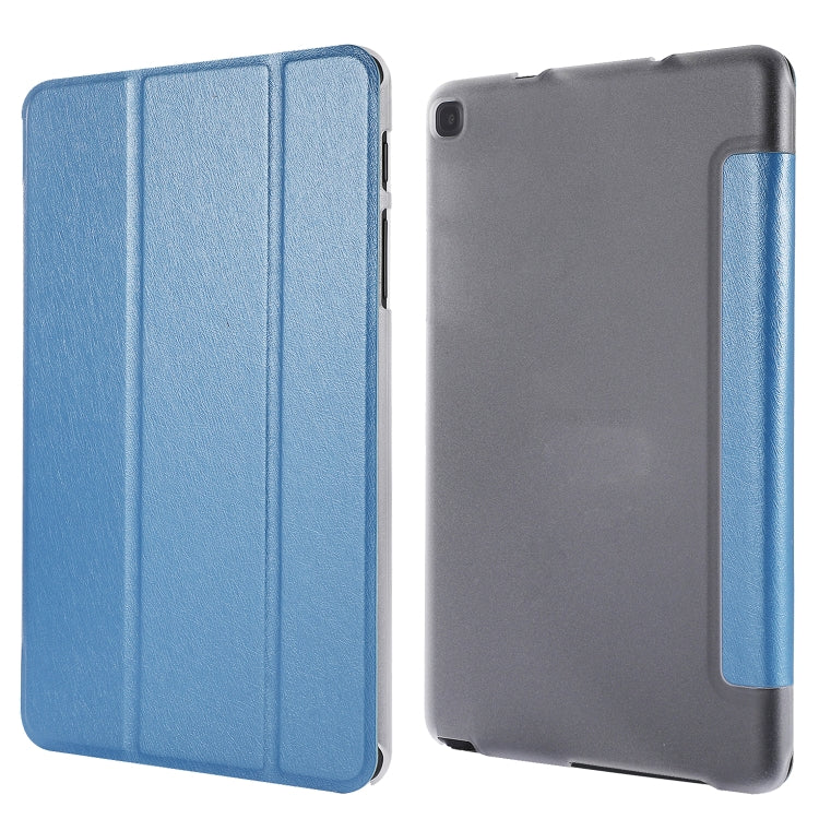 Silk Texture Three-fold Horizontal Flip Leather Case with Holder For Samsung Galaxy Tab A7 Lite 8.7 T220 / T225(Blue)