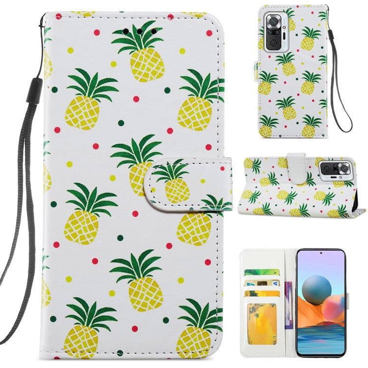 Pineapple Painted Pattern Leather Case for Xiaomi Redmi Note 10 Pro