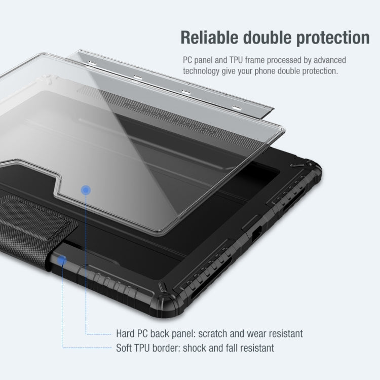 NILLKIN Bumper Pro Horizontal Flip Leather Tablet Case for iPad Pro 12.9 2022/2021/2020 with Pen Slot and Holder - Blue
