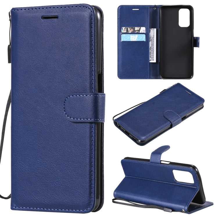 Blue Solid Color Leather Case for OPPO A93 5G / A54 5G / A74 5G with Card Slots & Holder