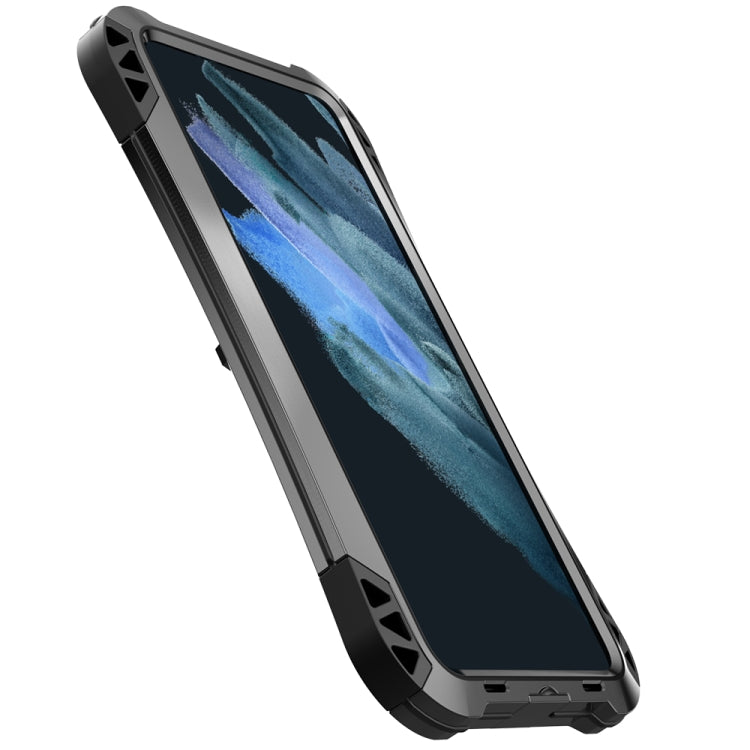 R-JUST AMIRA Shockproof Dustproof Waterproof Metal Protective Case for Samsung Galaxy S21 FE (Black)