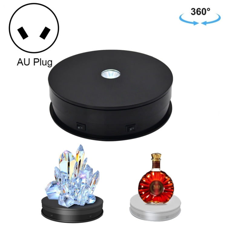 Electric Rotating Turntable Display Stand with LED Lights, 220V AU Plug (Black, 20cm)