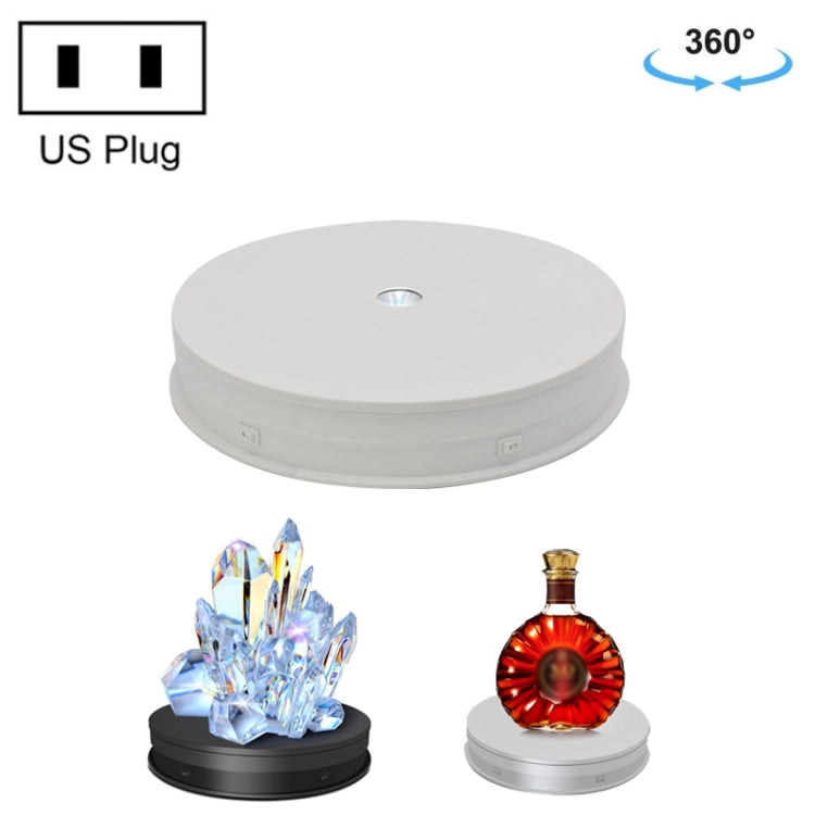 Electric Rotating Turntable Display Stand with LED Light 30cm - White