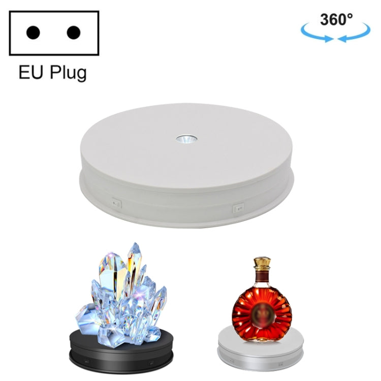 Electric Rotating Display Stand with LED Lights, 30cm, EU Plug (White)