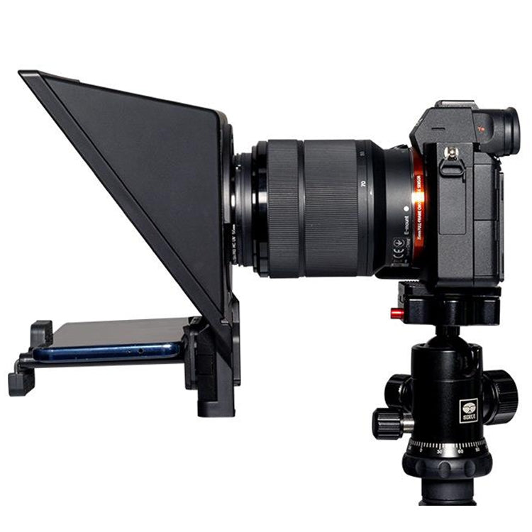 FEELWORLD TP2 Portable Teleprompter with Bluetooth Remote Control and Lens Adapter Ring for Mobile Phones, Tablets, and SLR Cameras up to 8 inches