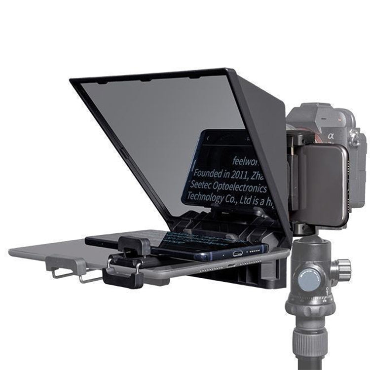 FEELWORLD TP2A NEW Portable Teleprompter with Remote Control & Lens Adapter Ring - Compatible with Mobile Phones, Tablets, and SLR Cameras Up to 8 inches