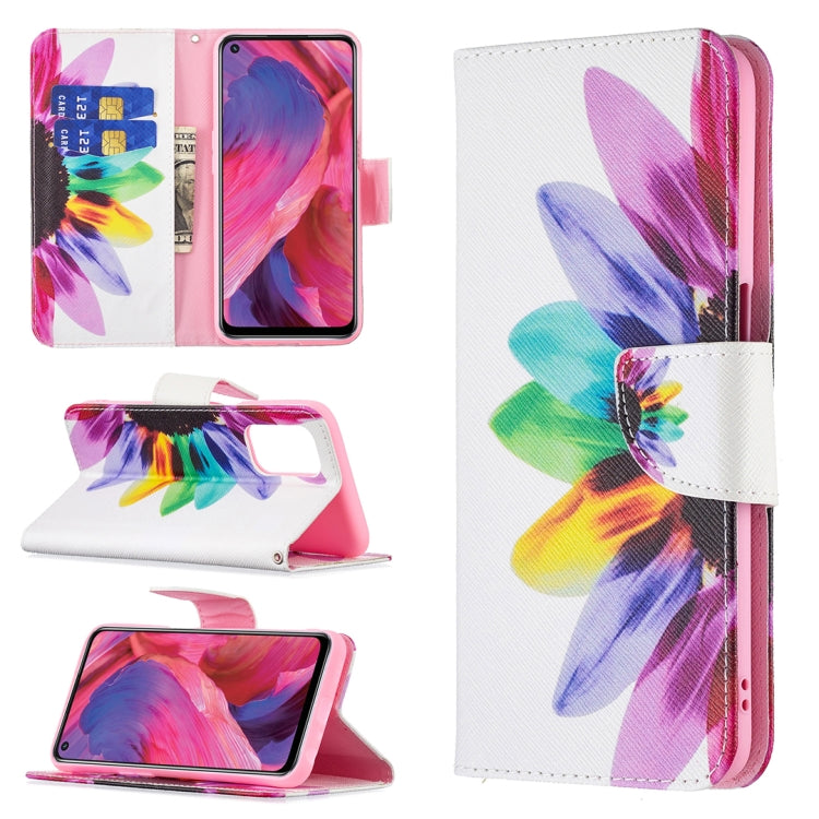 Sun Flower Pattern Leather Case with Card Slots for OPPO A74 / A93 / A54 5G