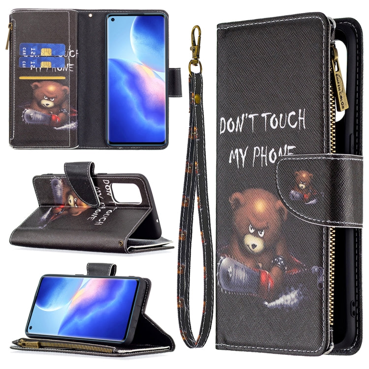 Colored Drawing Pattern Zipper Horizontal Flip Leather Case for OPPO Reno5 5G
