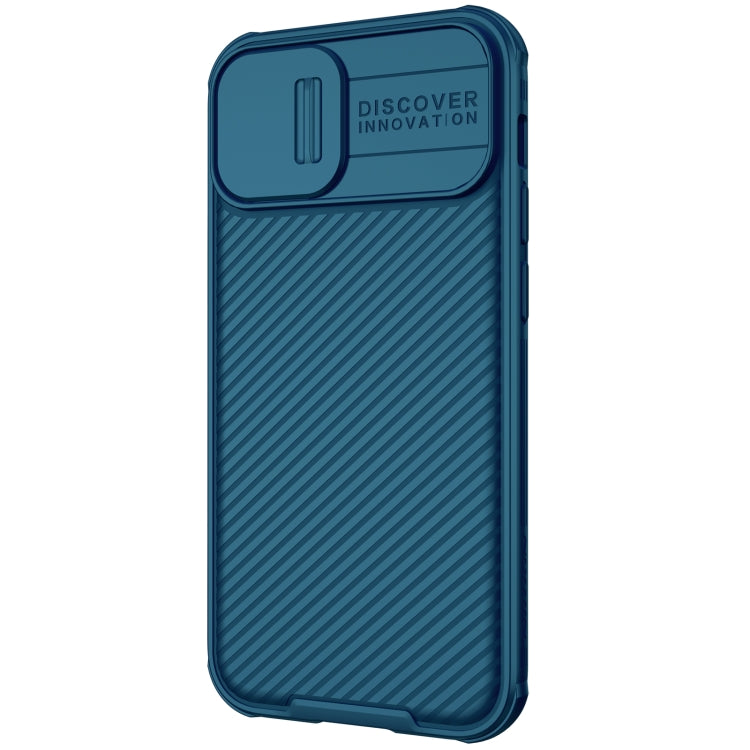 Blue NILLKIN iPhone 13 Mirror Pro Camshield Case with Full Coverage