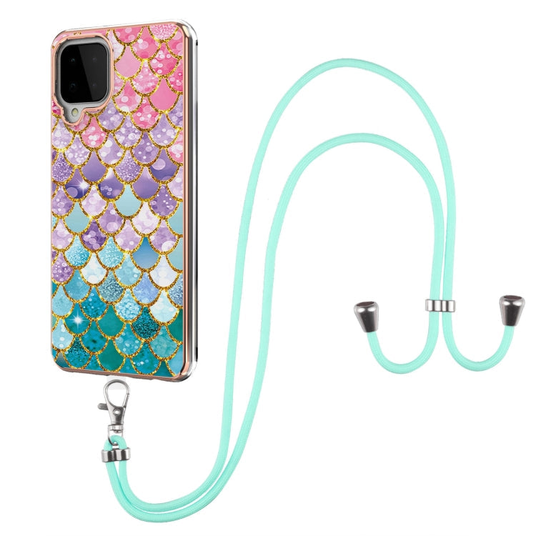 Colorful Scales Samsung Galaxy A22 4G EU Version/M32 TPU Shockproof Case with Neck Lanyard