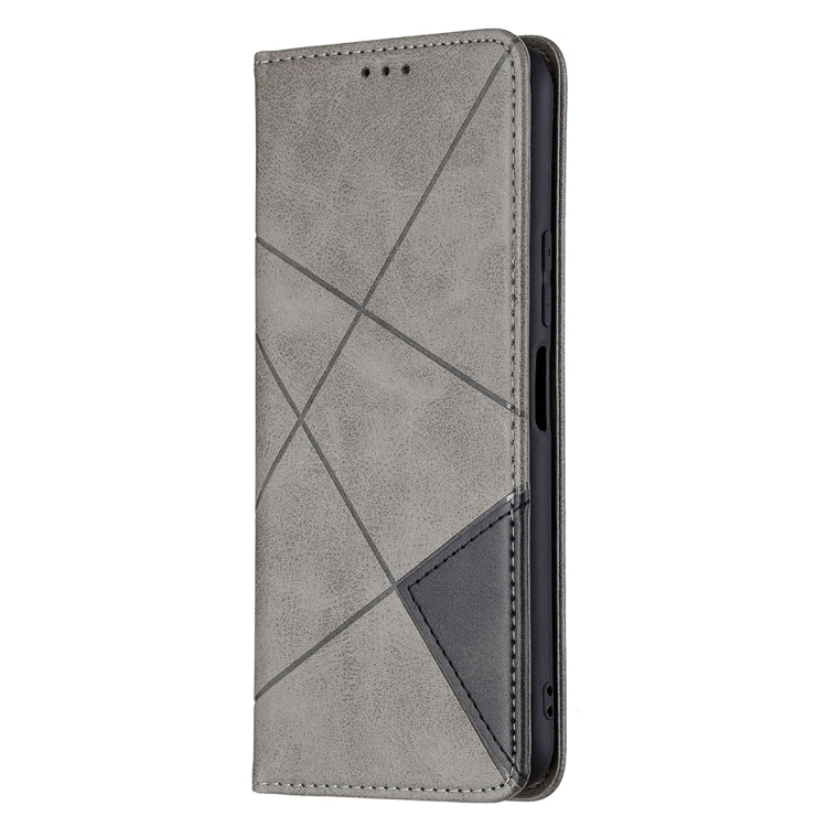 Rhombus Textured Magnetic Leather Case for vivo Y20 (Grey) with Holder & Card Slots