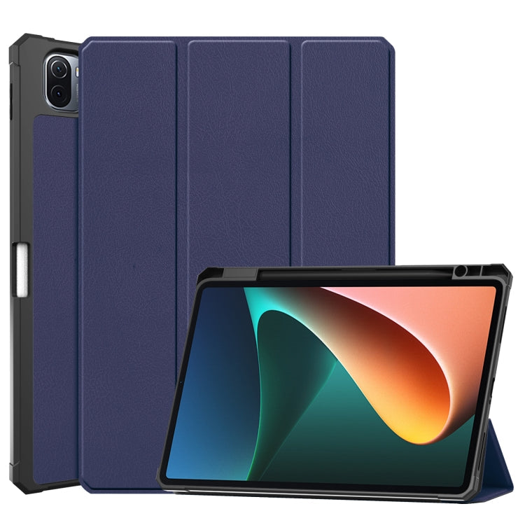 Xiaomi Pad 5 / 5 Pro Custer Texture Leather Case with Flip Stand & Full Accessibility(Blue)