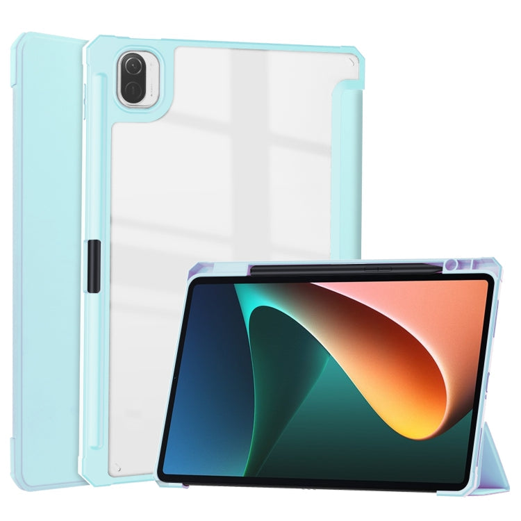 Sky Cloud Blue Three-fold TPU Horizontal Flip Leather Case for Xiaomi Pad 5/5 Pro