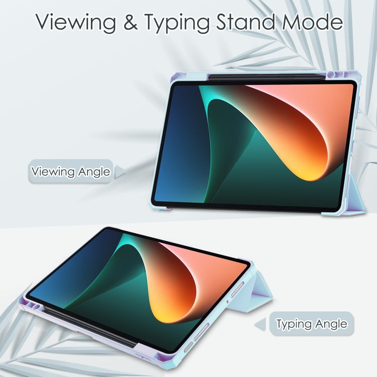 Sky Cloud Blue Three-fold TPU Horizontal Flip Leather Case for Xiaomi Pad 5/5 Pro