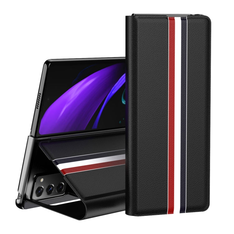 Samsung Galaxy Z Fold2 5G Black Leather Case with Card Slots and Holder