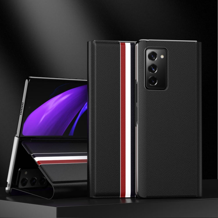 Samsung Galaxy Z Fold2 5G Black Leather Case with Card Slots and Holder