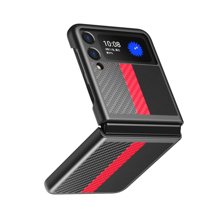 For Samsung Galaxy Z Flip3 5G Red Carbon Fiber Texture Protective Case