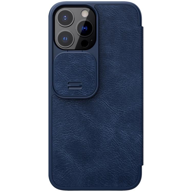 NILLKIN QIN Series Pro Sliding Camera Cover Leather Case for iPhone 13 Pro (Blue)