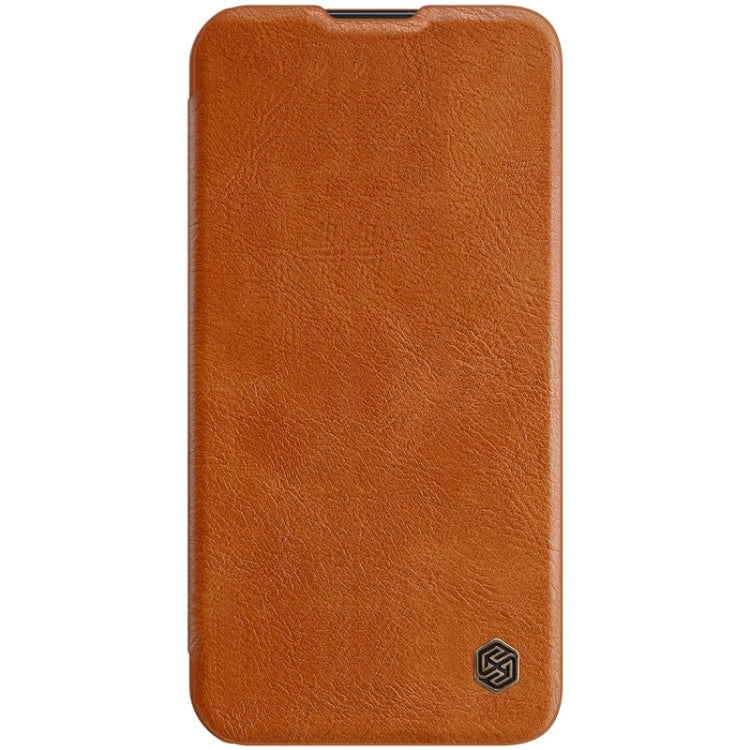 NILLKIN QIN Series Pro Sliding Camera Cover Leather Case for iPhone 13 Pro Max - Brown