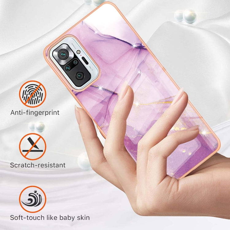 Purple Electroplating Marble Pattern Shockproof Case for Xiaomi Redmi Note 10 Pro / 10 Pro Max